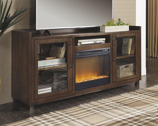 Starmore 70-Inch TV Stand with Electric Fireplace Brown