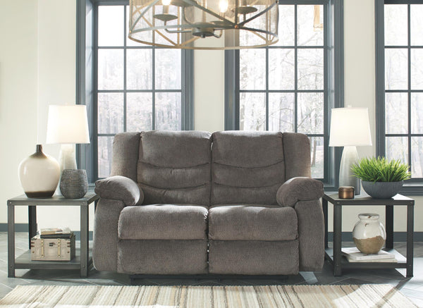 Tulen Fabric Reclining Manual Loveseat Gray
