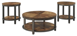 Roybeck Urban Foundry 3-Piece Occasional Table Set Light Brown/Bronze