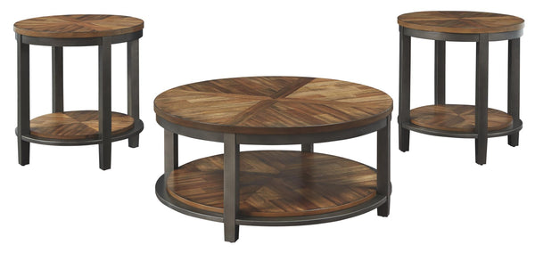 Roybeck Urban Foundry 3-Piece Occasional Table Set Light Brown/Bronze
