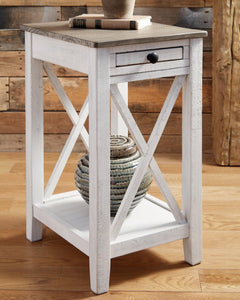 Adalane 1-Drawer Accent Table with USB White/Gray