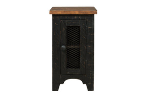 Valebeck Boho Haven 1-Door Chairside End Table Black/Brown