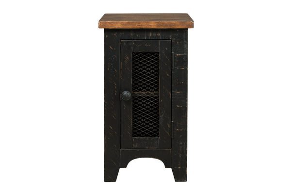 Valebeck Boho Haven 1-Door Chairside End Table Black/Brown