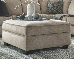Bovarian Fabric Ottoman With Storage Stone