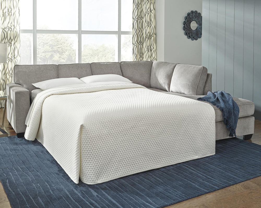 Altari 2-Piece Fabric Sleeper Stationary Sectional with Chaise Alloy