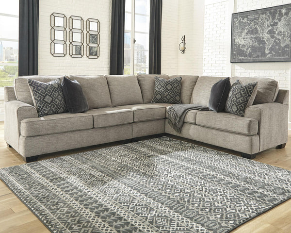 Bovarian 3-Piece Fabric Stationary Sectional Stone