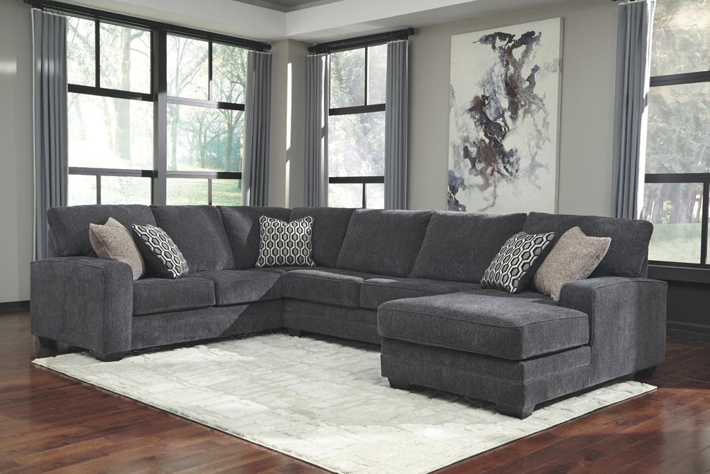 Tracling Boho Haven 3-Piece Fabric Stationary Sectional with Chaise Slate