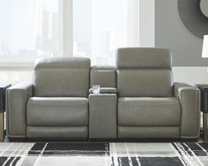 Correze 3-Piece Power Reclining Leather Sectional Loveseat with USB Gray