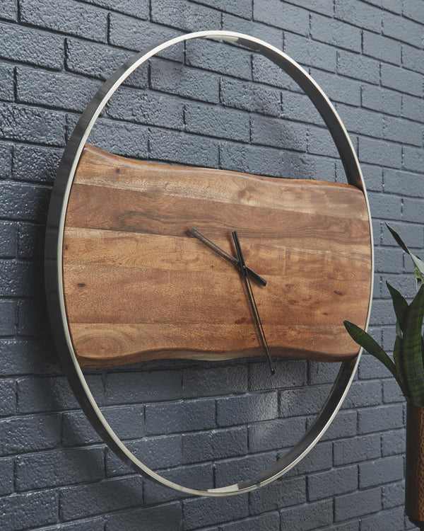 Ashley Panchali Brown/Silver Finish Wall Clock