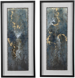 Uttermost Glimmering Agate 2-Piece Black Abstract Prints Wall Art