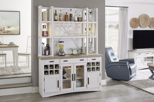 Parker House Americana Modern Dining Collection 2-Piece 66 Inch Buffet/Bar Open Hutch with Quartz Insert Cotton Color