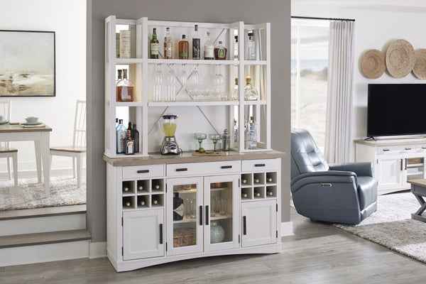 Parker House Americana Modern Dining Collection 2-Piece 66 Inch Buffet/Bar Open Hutch with Quartz Insert Cotton Color