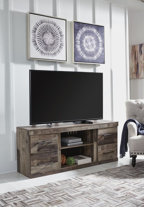 Derekson 4-Drawer 60-Inch LG TV Stand (Fireplace Optional) Multi Gray