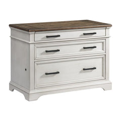 Intercon Drake Rustic White & French Oak Farmhouse 42 Inch Lateral Office File Cabinet