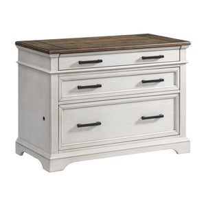 Intercon Drake Rustic White & French Oak Farmhouse 42 Inch Lateral Office File Cabinet