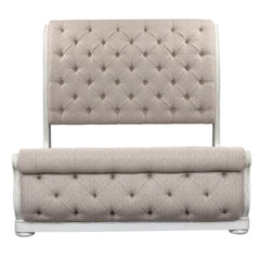 Liberty Furniture Magnolia Manor Antique White California King Upholstered Sleigh Bed