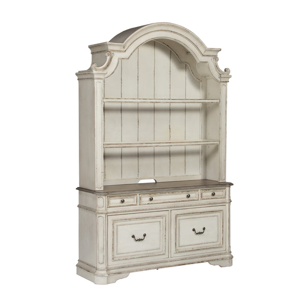 Liberty Furniture Magnolia Manor 3-Piece Antique White/Weathered Bark Desk & Hutch Set
