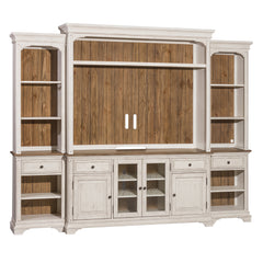Liberty Furniture Morgan Creek Antique White Entertainment Center with Piers