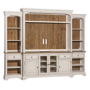 Liberty Furniture Morgan Creek Antique White Entertainment Center with Piers