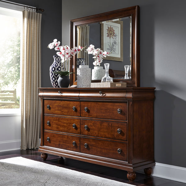Liberty Furniture Complete Queen Bedroom Set Sleigh Bed, Dresser, Mirror & Chest Rustic Traditions