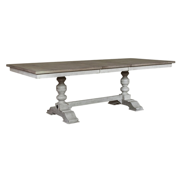 Liberty Furniture Whitney 7-Piece Weathered Gray Trestle Casual Dining Table Set