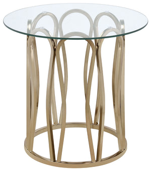 Coaster Monett Round Glass Top Side End Table Chocolate Chrome