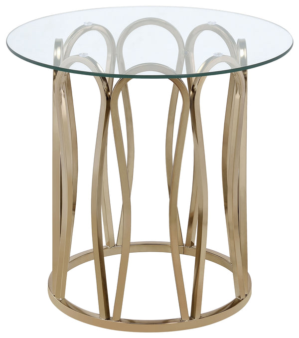 Coaster Monett Round Glass Top Side End Table Chocolate Chrome