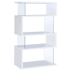 Coaster Emelle 63 Inch 4-Shelf Glass Panel Bookshelf White