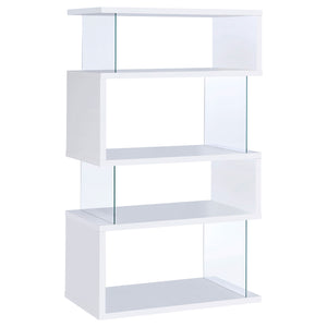 Coaster Emelle 63 Inch 4-Shelf Glass Panel Bookshelf White