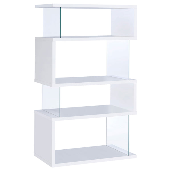 Coaster Emelle 63 Inch 4-Shelf Glass Panel Bookshelf White
