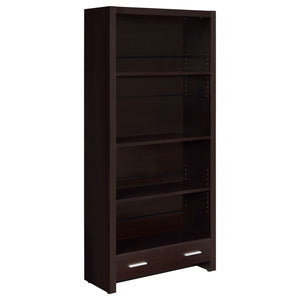 Coaster Skylar 71 Inch 5-Shelf Bookcase with Drawer Cappuccino