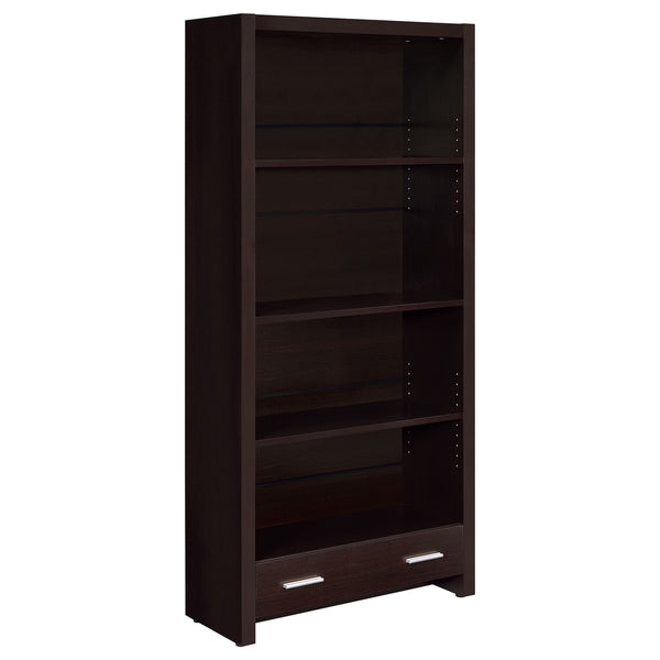 Coaster Skylar 71 Inch 5-Shelf Bookcase with Drawer Cappuccino