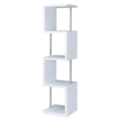 Coaster Baxter 67 Inch 4-Shelf Bookshelf White & Chrome