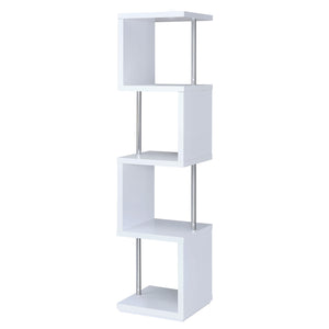 Coaster Baxter 67 Inch 4-Shelf Bookshelf White & Chrome