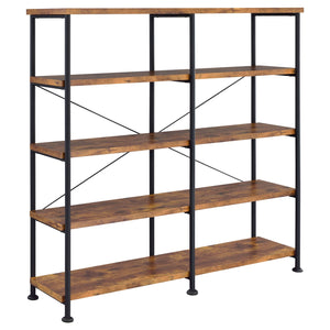 Coaster Analiese 63 Inch 4-Shelf Double Bookshelf Rustic Nutmeg