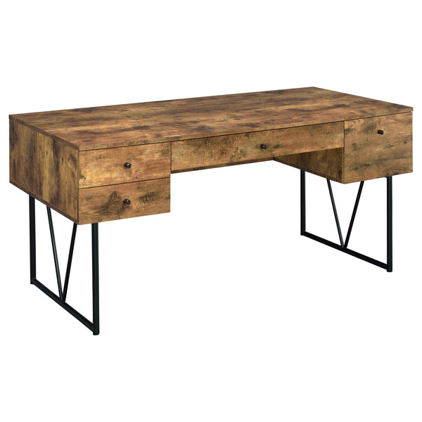 Coaster Analiese 63 Inch 4-Drawer Writing Desk Rustic Nutmeg