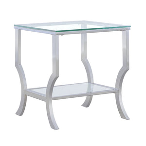 Coaster Saide Square Glass Top Side End Table Chrome