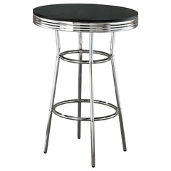 Coaster Retro Round 30 Inch 1950s Bistro Pub Height Bar Table Black