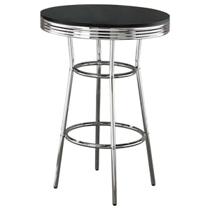 Coaster Retro Round 30 Inch 1950s Bistro Pub Height Bar Table Black