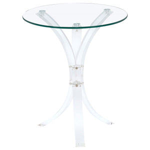 Coaster Laning Round Glass Top Acrylic Side Table Clear
