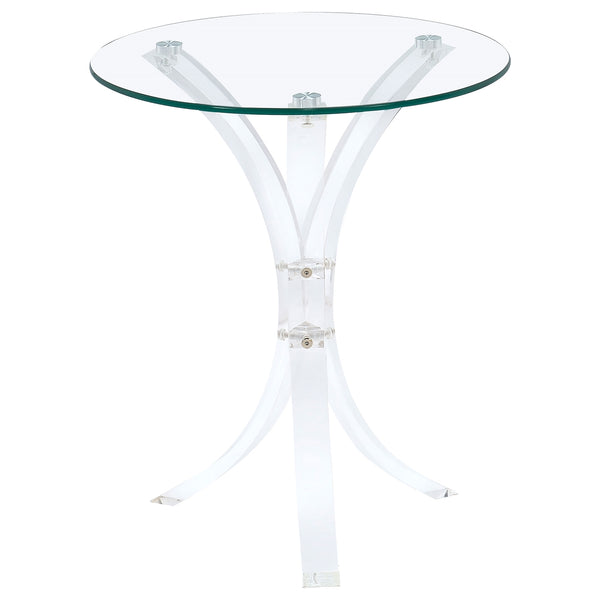 Coaster Laning Round Glass Top Acrylic Side Table Clear