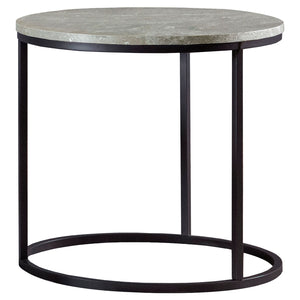 Coaster Lainey Round Faux Marble Side End Table Grey