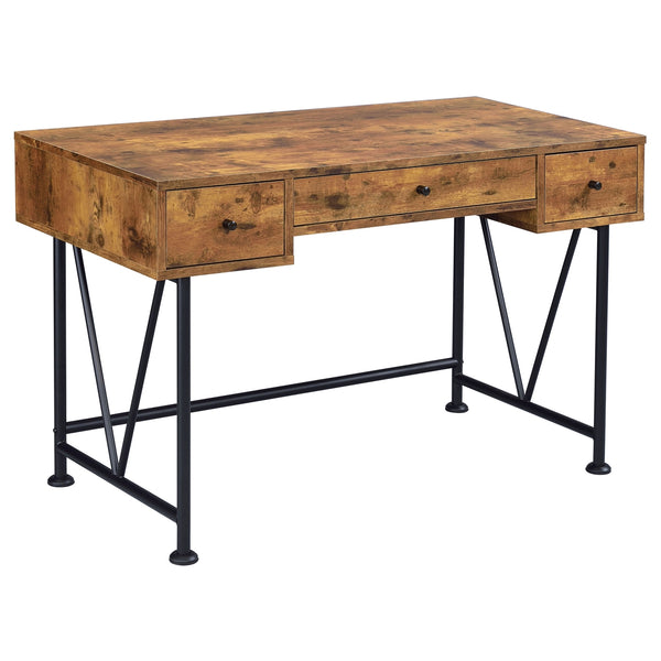 Coaster Analiese 47 Inch 3-Drawer Writing Desk Rustic Nutmeg