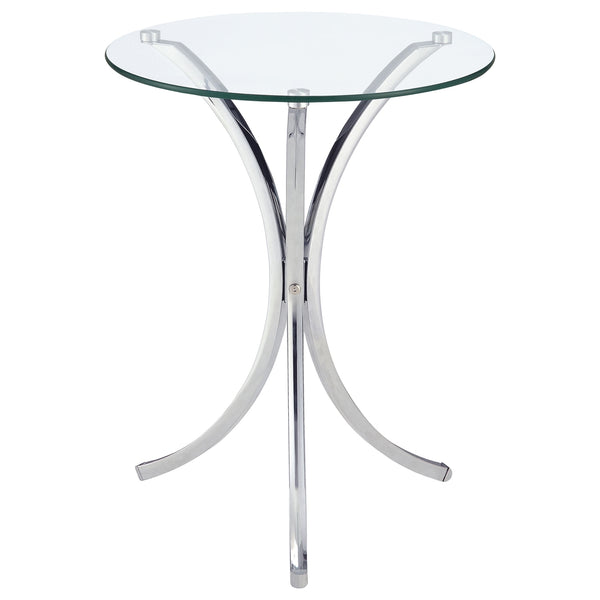 Coaster Eloise Round Glass Top Accent Side Table Chrome
