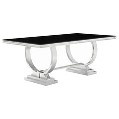 Coaster Antoine Rectangular 95 Inch Glass Top Dining Table Black