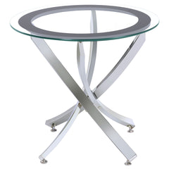 Coaster Brooke Round Glass Top Side End Table Metal Base Chrome
