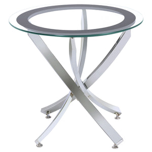 Coaster Brooke Round Glass Top Side End Table Metal Base Chrome