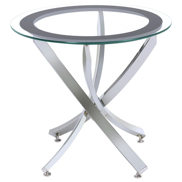 Coaster Brooke Round Glass Top Side End Table Metal Base Chrome