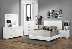 Coaster Felicity 5-Piece Full Bedroom Set in White High Gloss