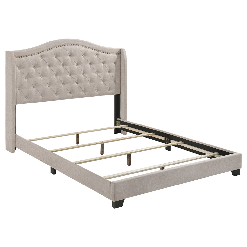 Coaster Sonoma Upholstered Queen Wingback Bed Beige